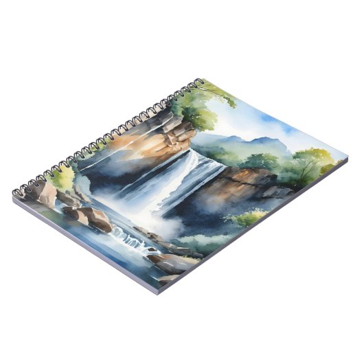 Watercolor painted waterfall notitieboek (Linkerzijde)
