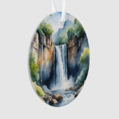 Watercolor painted waterfall ornament (voorkant)