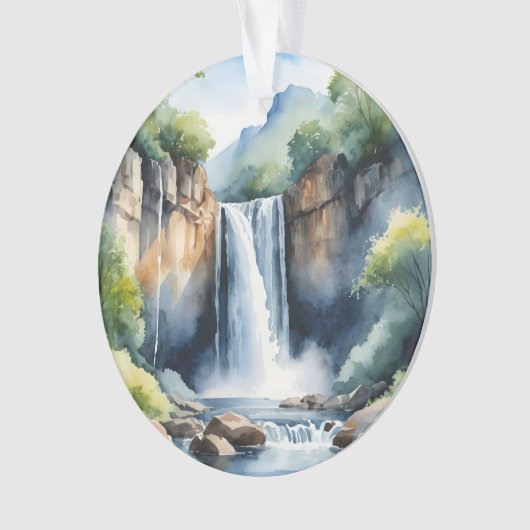 Watercolor painted waterfall ornament (voorkant)