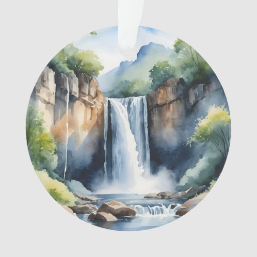 Watercolor painted waterfall ornament (voorkant)