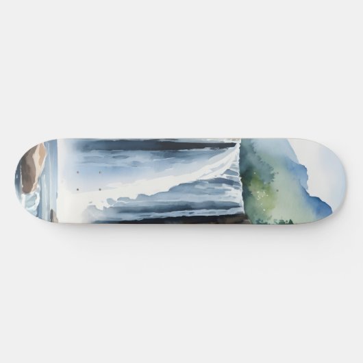 Watercolor painted waterfall persoonlijk skateboard (Horizontaal)