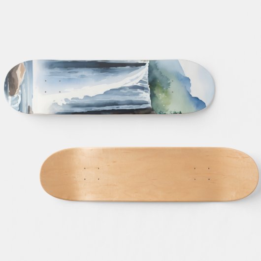 Watercolor painted waterfall persoonlijk skateboard (Horizontaal)