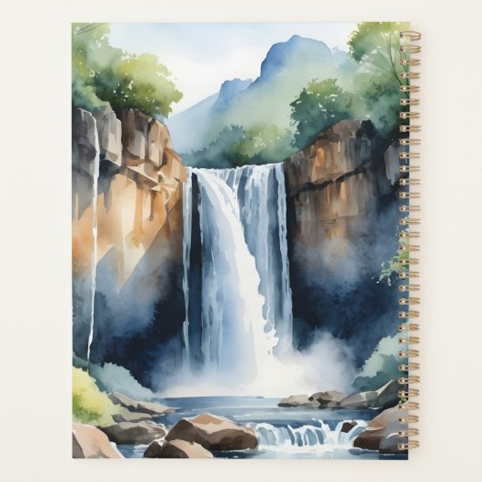 Watercolor painted waterfall planner (Achterkant)