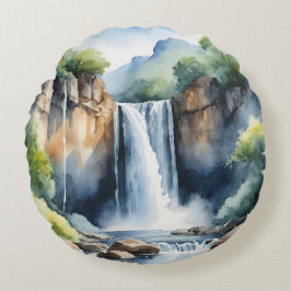 Watercolor painted waterfall rond kussen