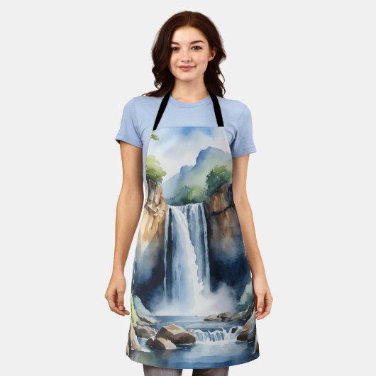 Watercolor painted waterfall schort (Gedragen)