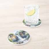 Watercolor painted waterfall zandsteen onderzetter (Zijkant)