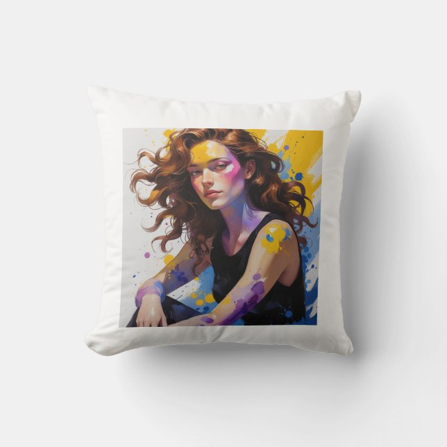 Watercolor painted woman kussen (Voorkant)