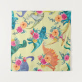Watercolor painting dinosaurs pattern. Seamless ba Wandkleed (Voorkant (horizontaal))