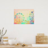 Watercolor Painting Ferris Wheel Fairground Art Poster (Keuken)