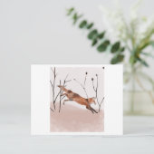 Watercolor painting of a winter fox jumping briefkaart (Staand voorkant)