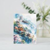 Watercolor painting of Chinese temples Briefkaart (Staand voorkant)