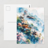Watercolor painting of Chinese temples Briefkaart (Voorkant / Achterkant)