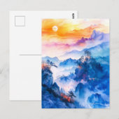 Watercolor painting of sundown chinese mountain briefkaart (Voorkant / Achterkant)