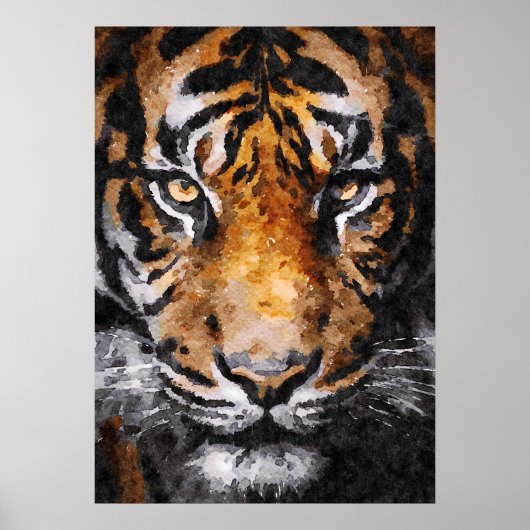 Watercolor Painting of Tiger Head Poster (Voorkant)