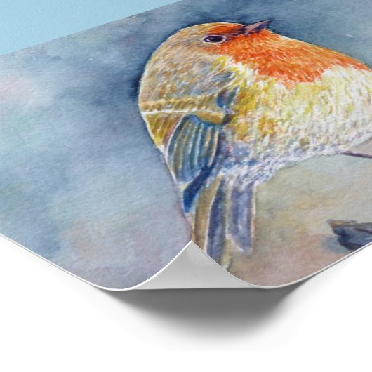 Watercolor Painting Robin bird Poster (Hoek)