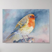 Watercolor Painting Robin bird Poster (Voorkant)