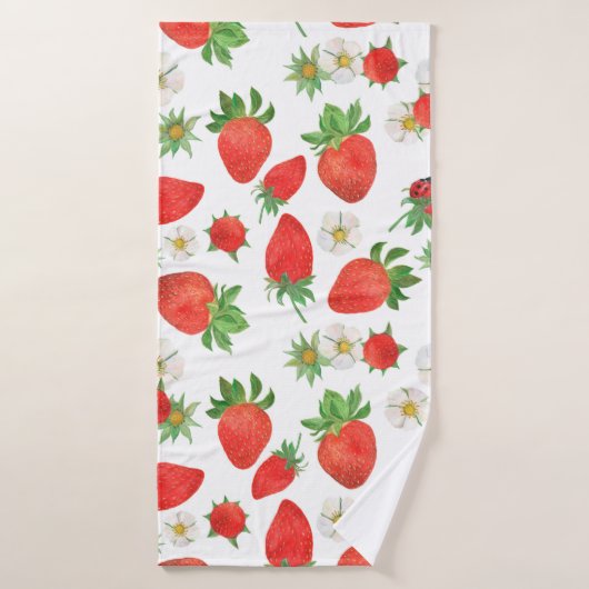 Watercolor painting Seamless pattern of strawberri Badhanddoek (Badhanddoek)