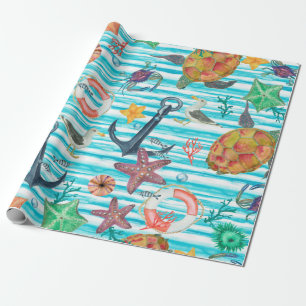 Watercolor painting seamless pattern with turtles, cadeaupapier