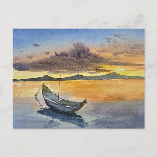 Watercolor Painting Sunset scene Briefkaart (Voorkant)