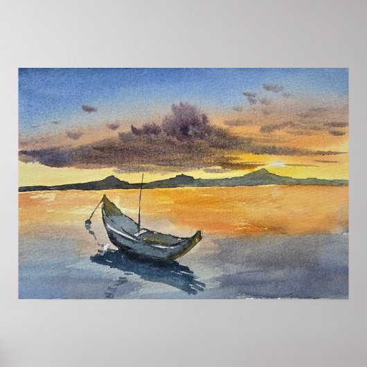Watercolor Painting Sunset scene  Poster (Voorkant)