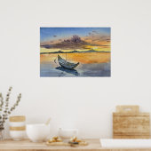 Watercolor Painting Sunset scene  Poster (Keuken)