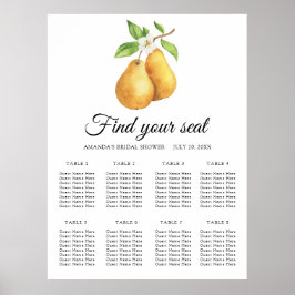 Watercolor pair pears Wedding seating chart Poster
