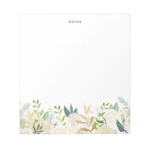 Watercolor Pale Peonies Gold Foil Custom Floral Notitieblok