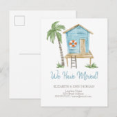 Watercolor Palm Beach Huis Aankondigingskaart (Voorkant / Achterkant)