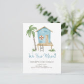 Watercolor Palm Beach Huis Aankondigingskaart (Staand voorkant)