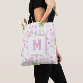Watercolor Palm Beach Mahjong Monogram Tote Bag (Dichtbij)