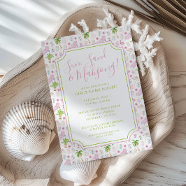 Watercolor Palm Beach Mahjong Party Kaart