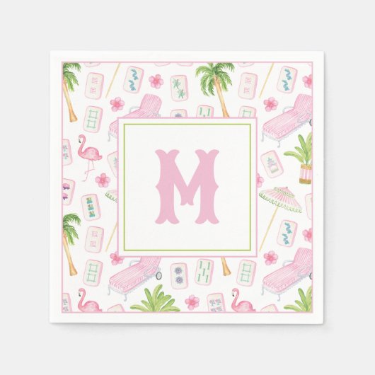 Watercolor Palm Beach Mahjong Servet (Voorkant)
