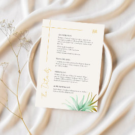 Watercolor Palm Gold Destination Wedding Detail Informatiekaartje