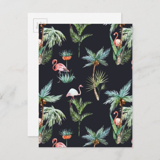 Watercolor Palm Pattern Briefkaart (Voorkant / Achterkant)