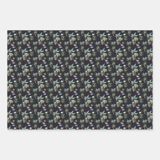 Watercolor Palm Pattern Inpakpapier Vel (Voorkant 2)