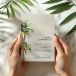 Watercolor Palm Tree Destination coastal Wedding  Kaart