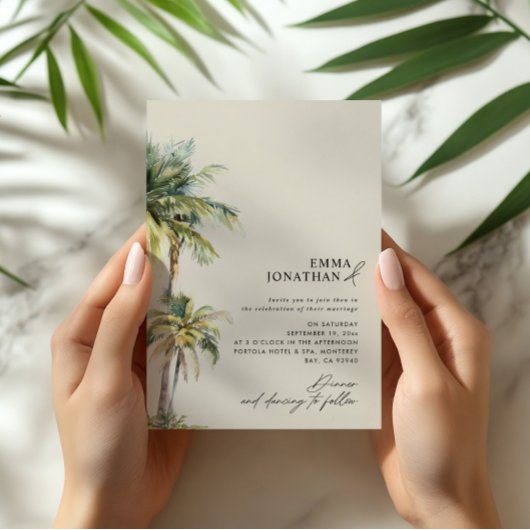 Watercolor Palm Tree Destination coastal Wedding  Kaart