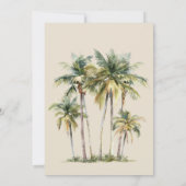 Watercolor Palm Tree Destination coastal Wedding  Kaart (Achterkant)