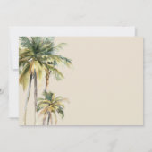 Watercolor Palm Tree Destination coastal Wedding  Kaart (Achterkant)