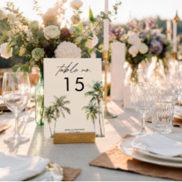 Watercolor Palm Tree Wedding coastal desination Kaart