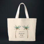 Watercolor Palm Trees Bachelorette Party Swag Grote Tote Bag<br><div class="desc">Elevate your bachelorette weekend vibes with our custom palm tree tote bag! Picture this: lush, tropical palm fronds swaying gently, printed on these tote bag, ready to add a touch of paradise to your celebration. Personalize them with the bride-to-be's name, your dreamy destination, and the unforgettable date, making each tote...</div>