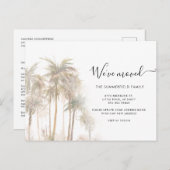 Watercolor Palm Trees Coastal Moving Aankondigingskaart (Voorkant / Achterkant)