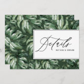 Watercolor palmblad gebladerte trouwdetails aankondiging (Voorkant / Achterkant)