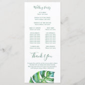 Watercolor Palmblad - huwelijksprogramma voor een  Programmakaart (Achterkant)