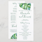 Watercolor Palmblad - huwelijksprogramma voor een  Programmakaart (Voorkant / Achterkant)