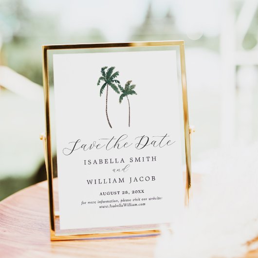 Watercolor Palmbomen Bewaar de Datum Save The Date