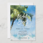 Watercolor Palmbomen Bruids Douche Uitnodiging (Voorkant)
