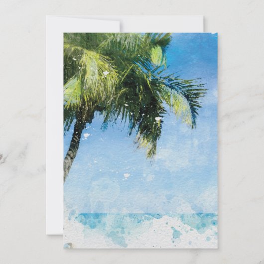 Watercolor Palmbomen Bruids Douche Uitnodiging (Achterkant)