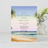 Watercolor Palmbomen Eiland Bruidsmeisjesfeest Kaart (Staand voorkant)