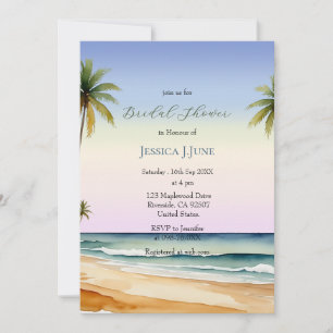 Watercolor Palmbomen Eiland Bruidsmeisjesfeest Kaart